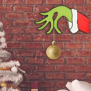 Christmas Grinch Wooden Door Hanger Holiday Hanging Sign Decor Grinch Doc